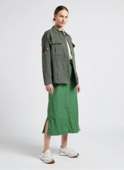 BERENICE VICTORY - Khaki Cotton Overshirt With Classic Collar -Morganmai Store 4099487