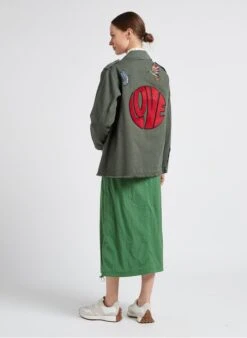 BERENICE VICTORY - Khaki Cotton Overshirt With Classic Collar -Morganmai Store 4099489