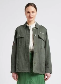 BERENICE VICTORY - Khaki Cotton Overshirt With Classic Collar