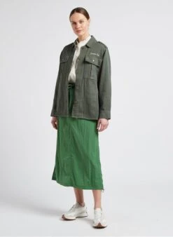 BERENICE VICTORY - Khaki Cotton Overshirt With Classic Collar -Morganmai Store 4099491