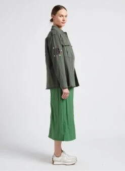 BERENICE VICTORY - Khaki Cotton Overshirt With Classic Collar -Morganmai Store 4099492