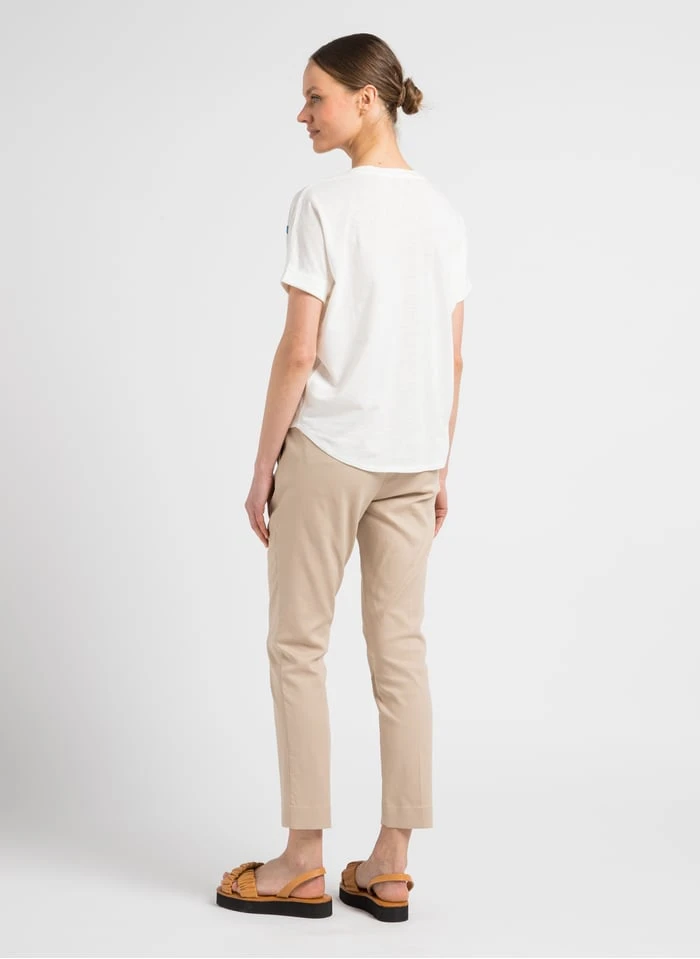 GERARD DAREL ADAM - White V-neck Linen-blend T-shirt 2 GERARD DAREL ADAM - White V-neck Linen-blend T-shirt - Image 2
