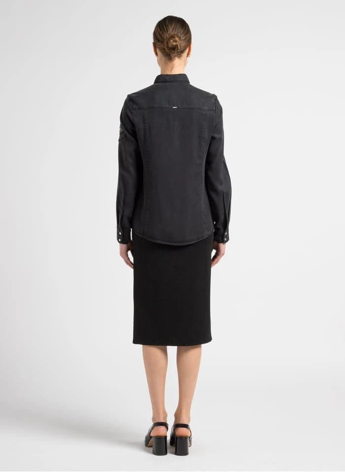 Ikks Black Fluid Shirt With Classic Collar 6 Ikks Black Fluid Shirt With Classic Collar - Image 6