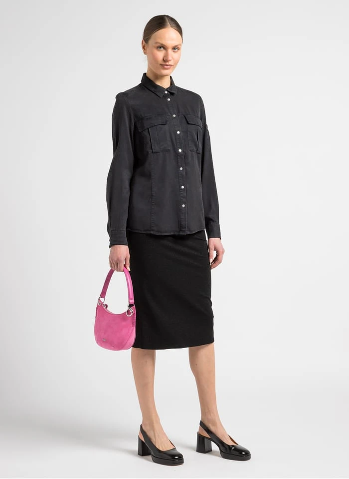 Ikks Black Fluid Shirt With Classic Collar 5 Ikks Black Fluid Shirt With Classic Collar - Image 5