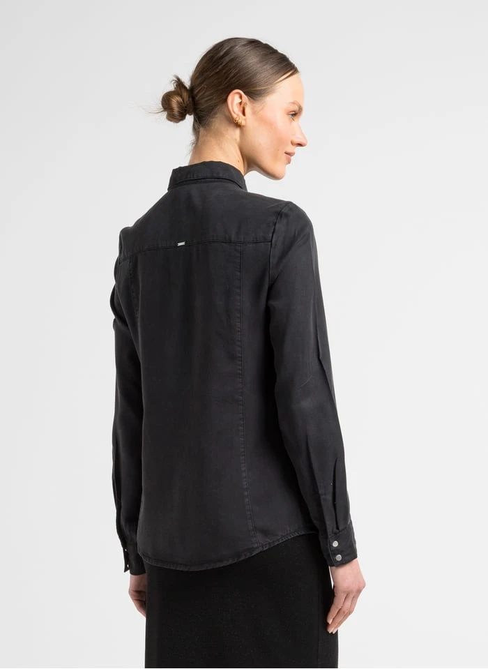 Ikks Black Fluid Shirt With Classic Collar 2 Ikks Black Fluid Shirt With Classic Collar - Image 2