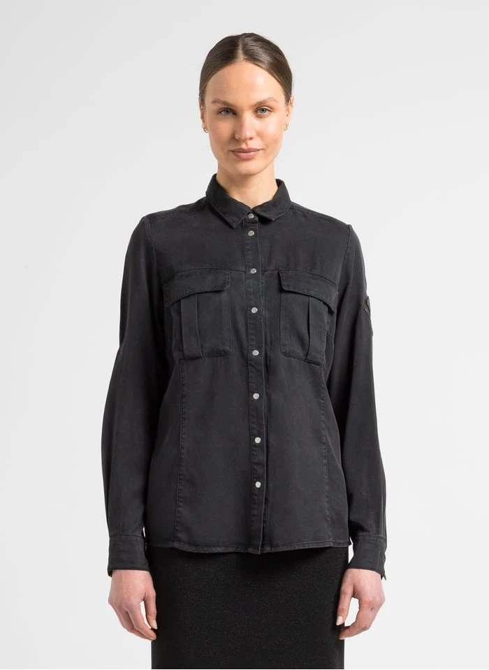 Ikks Black Fluid Shirt With Classic Collar 1 Ikks Black Fluid Shirt With Classic Collar