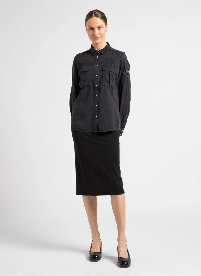 Ikks Black Fluid Shirt With Classic Collar 4 Ikks Black Fluid Shirt With Classic Collar - Image 4