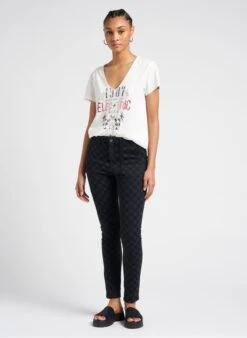 Ikks White Printed V-neck T-shirt -Morganmai Store 4102708