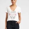 Ikks White Printed V-neck T-shirt