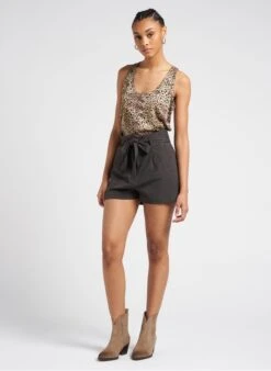 Ikks Green Leopard Print Linen-blend Top 10 Ikks Green Leopard Print Linen-blend Top -Morganmai Store 4102722