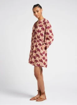 SEE U SOON Beige Short Printed Viscose Dress -Morganmai Store 4102863