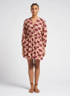 SEE U SOON Beige Short Printed Viscose Dress
