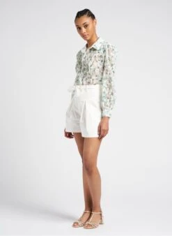 Multicolored Floral Print Shirt With Classic Collar -Morganmai Store 4102867