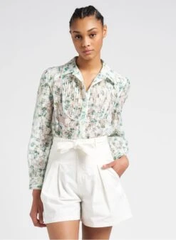Multicolored Floral Print Shirt With Classic Collar