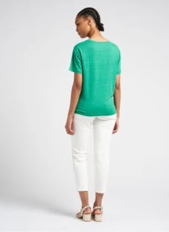Marc O'Polo Green Round-neck Linen T-shirt -Morganmai Store 4102878