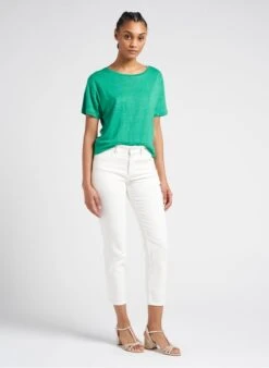 Marc O'Polo Green Round-neck Linen T-shirt -Morganmai Store 4102879