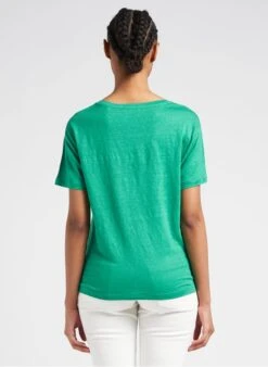 Marc O'Polo Green Round-neck Linen T-shirt -Morganmai Store 4102880