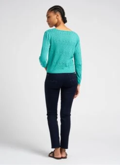 Yellow V-neck Openwork Cotton Cardigan -Morganmai Store 4102991