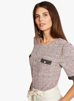 MORGAN TAZALI - Multicolored Buttoned Fitted Round-neck Cardigan -Morganmai Store 4105379