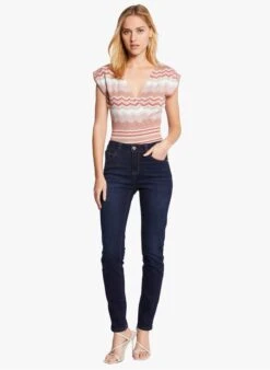 MORGAN MFENY - Pink Printed Wrap Top With Metallic Thread -Morganmai Store 4105482