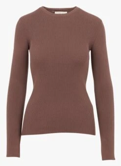 ROBIN - Brown Ribbed Knit V-neck Cardigan -Morganmai Store 4108375