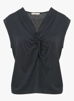 Sessun DELLE - Green Fluid V-neck Jersey T-shirt -Morganmai Store 4108459