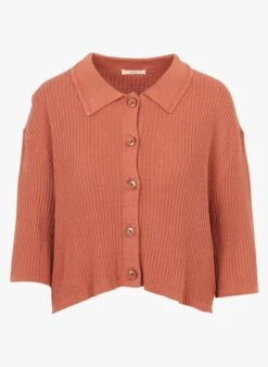 Sessun GILLO - Brown Buttoned Cardigan With Classic Collar -Morganmai Store 4108473