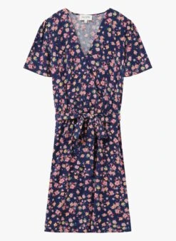 JESSY - Blue Short Printed Double-breasted Dress -Morganmai Store 4109613