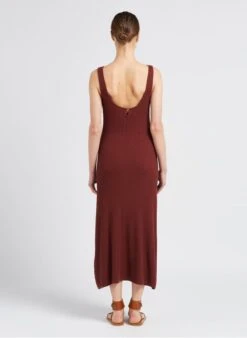 Sessun ROSALBA - Brown Long Fine Knit Dress -Morganmai Store 4109919