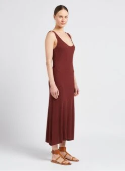 Sessun ROSALBA - Brown Long Fine Knit Dress -Morganmai Store 4109920