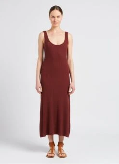 Sessun ROSALBA - Brown Long Fine Knit Dress