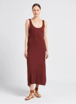 Sessun ROSALBA - Brown Long Fine Knit Dress -Morganmai Store 4109923