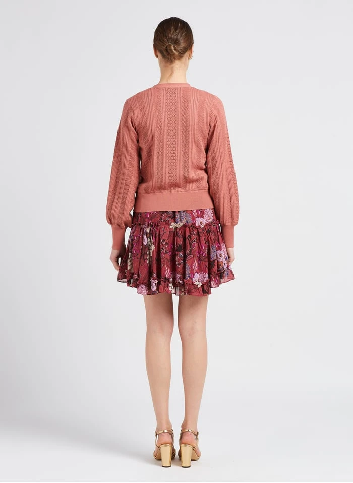 BERENICE GAMMA - Orange V-neck Cardigan With Openwork Embroidery 5 BERENICE GAMMA - Orange V-neck Cardigan With Openwork Embroidery - Image 5