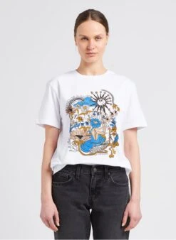 PAUL SMITH White Round-neck Cotton T-shirt With Screen Print