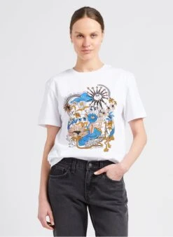 PAUL SMITH White Round-neck Cotton T-shirt With Screen Print -Morganmai Store 4110335