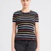 SONIA RYKIEL Black Striped Cotton T-shirt
