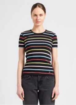 SONIA RYKIEL Black Striped Cotton T-shirt