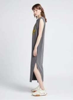 DAYTONA HEAT - Grey Long Cotton Dress With Screen Print -Morganmai Store 4110418
