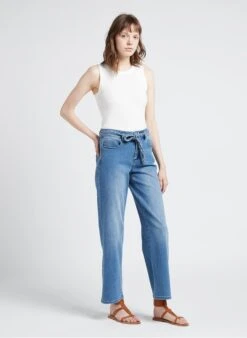 White Ribbed Cotton-blend Tank Top With Round Neck -Morganmai Store 4110452