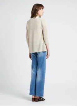 GERARD DAREL LAHINA - White Straight Ribbed Knit Cardigan -Morganmai Store 4110526