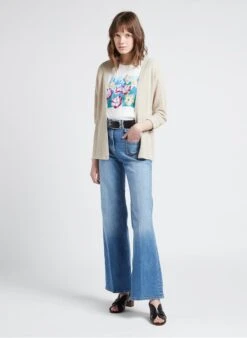 GERARD DAREL LAHINA - White Straight Ribbed Knit Cardigan -Morganmai Store 4110527