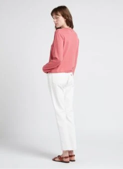 ONE STEP Pink V-neck Organic Cotton Cardigan -Morganmai Store 4110635