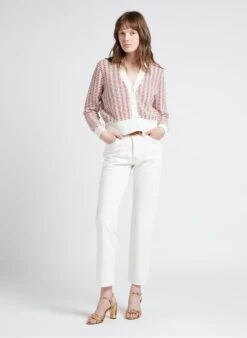 BERENICE GLORIA - Brown Buttoned Cotton V-neck Cardigan -Morganmai Store 4110661