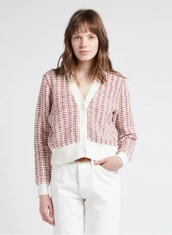 BERENICE GLORIA - Brown Buttoned Cotton V-neck Cardigan