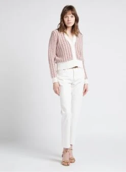 BERENICE GLORIA - Brown Buttoned Cotton V-neck Cardigan -Morganmai Store 4110664