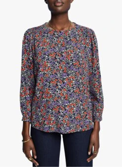ESPRIT Blue Round-neck Floral Patterned Top