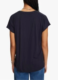 ESPRIT Blue Viscose Henley Top -Morganmai Store 4111582