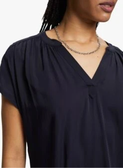 ESPRIT Blue Viscose Henley Top -Morganmai Store 4111583