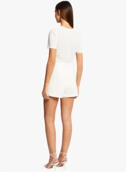 MORGAN DLINA - White Round-neck Top With Lace -Morganmai Store 4111668