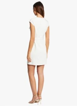 MORGAN RBILLY - White Short Fitted Cotton-blend Dress -Morganmai Store 4111692